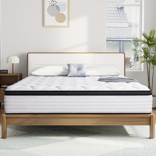 22cm&25cm Memory Foam Hybrid Mattress, No-Noise Innerspring & Pocket Springs For Cooling Comfort, Single, Small Double, Double, King Sizes, Mattress In A Box