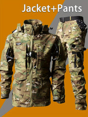 Men'S Outdoor Camouflage Jacket And Pants Set. Long Trousers, Cargo Pants for Men, Suitable for Spring And Autumn. Features Multiple Pockets, Zipper, And Mesh Fabric. Ideal for Fishing And Hiking