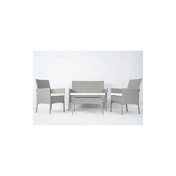 4pcs Rattan Outdoor Garden furniture sofa set with 2x Armchairs 1x Double Sofa & 1 table for indoor & outdoor