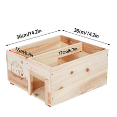 Wooden Hedgehog House: Hedgehog Hamster Habitat Shelter House Garden Nature Hibernation Feeding Box with Removable Roof