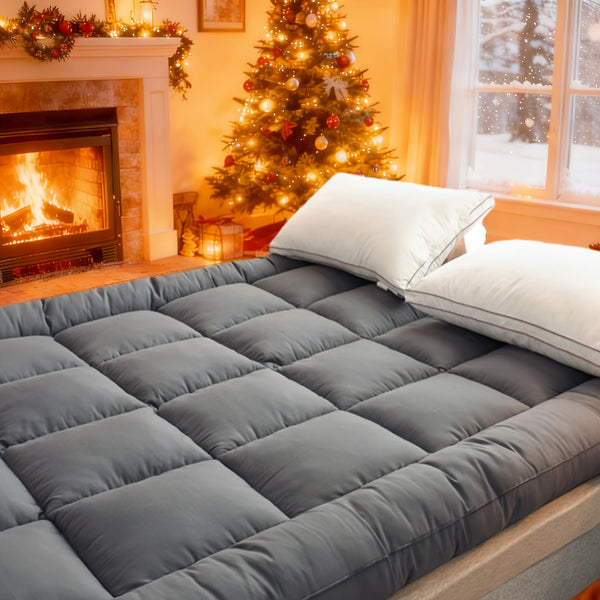 Hotel Quality 10cm Extra Thick Mattress Topper With Deep Fitted Elastic Corners Luxury Mattress Topper For All Seasons And for all Sizes Available Single, Small Double, Double, King, And Super King