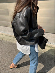 Casual Bag Cover for Women Suitable for Spring, Summer, And Autumn, a Long-Sleeved Retro Motorcycle Jacket Featuring a Three-Dimensional Effect And a Stand-Up Collar Design, Along with a Long-Sleeved Cardigan Top for Women