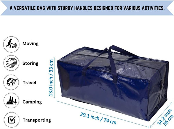 VENO 8 Pack Moving Bags Heavy-Duty Extra Large W/Backpack Straps, Moving House Essentials, Strong Handles & Zips, Clothes Storage, Packing, Laundry Bags, Reusable and Sustainable (Blue, 8 Pack)