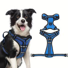 Non-Tension Pet Carrier with 2 Leash Clips Adjustable Padded Dog Vest Reflective Non-Choking Pet Oxford Vest with Easy to Control Handle for Small Medium And Large Dogs