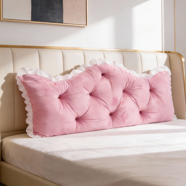 Large Ultra-Soft Comfortable Plush Backrest Pillow, Princess Style Reading Cushion, Neck and Back Support, Luxurious Fashionable Home Style Multifunctional Lace Ruffled Headboard Cushions, Suitable for Bedroom, Living Room, Dorm, Sofa Home Decor, Machine