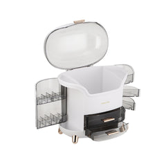 Jewelry Storage Box, Portable Makeup Storage Organiser with Clear Lid, Skincare Organiser Drawers Beauty Holder Cosmetic Organisers for Bathroom, Dressing Table Organisers, L28*W20*H34cm, White