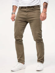 Solid Color Jeans Men'S Slim Fit Straight Leg Easy Versatile Casual Wear Long Pants Men'S Fashion