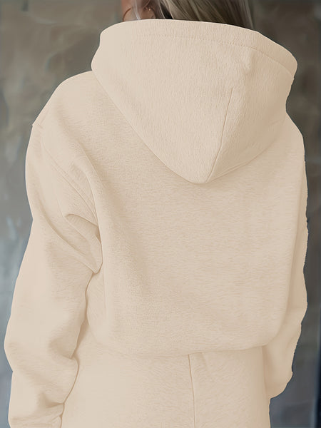 Women'S Two-Piece Casual Outfit, Featuring a Warm Hooded Sweatshirt with Letter Patterns