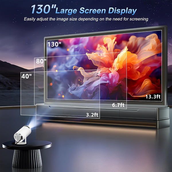 XYA 4K Ultra-HD Smart Projector Mini Projector Built in Speakers with 180° Rotation Auto Keystone Correction Idea for Home Theater Gaming Presentations Compatible with TV-Stick PC Smartphones USB, Mini Projector For Bedroom, Cell Phone Projector Mini, Gam