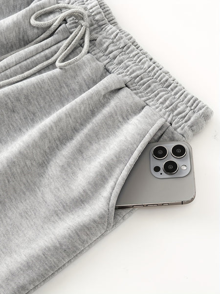 3pcs Women's Solid Color Oversized Jogger Pants with Elastic Drawstring Waist - Loose-Fit Polyester Track Pants Suitable for,, & Casual Attire - Machine Washable Casual Wear (Year-Round)