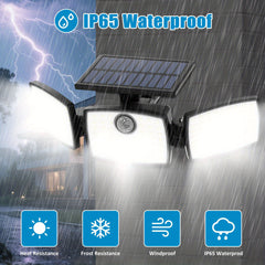 1/ 2pcs Solar Outdoor Lights, 358LED Security Lights with Remote Control, 3 Heads Motion Sensor Lights, IP65 Waterproof, 270° Wide Angle Flood Wall Lights with 3 Modes