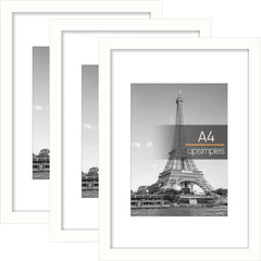 3 Pack A4 Picture Frame, A4 Black Picture Frames 21 X 29,7 Cm, Frame Wall Hanging Landscape or Portrait Orientation