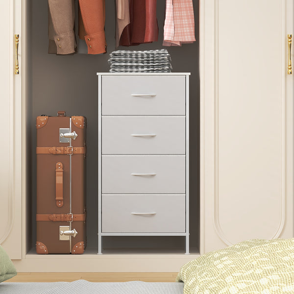 4-Drawer Chest Of Drawers with Metal Frame & MDF Wooden Top, Adjustable Feet, Anti-Tip Safety, Spacious Storage Unit for Bedroom Or Living Room (45x30x91cm/ 17.7x11.8x35.8inch)