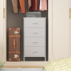 4-Drawer Chest Of Drawers with Metal Frame & MDF Wooden Top, Adjustable Feet, Anti-Tip Safety, Spacious Storage Unit for Bedroom Or Living Room (45x30x91cm/ 17.7x11.8x35.8inch)
