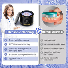 Padonco Ultrasonic Retainer Cleaner, 45Khz Ultrasonic Denture Cleaner Machine with Uv-Light, Portable Ultrasonic Cleaner for Aligner, Mouthguard