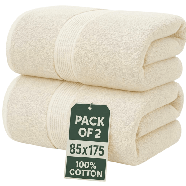 Set of 2 Jumbo Extra Large Bath Sheets – 85 x 175 cm Super Soft, Highly Absorbent, Quality Towels for Bathroom, Spa, Gym & Hotel Use