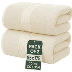 Set of 2 Jumbo Extra Large Bath Sheets – 85 x 175 cm Super Soft, Highly Absorbent, Quality Towels for Bathroom, Spa, Gym & Hotel Use