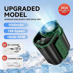Neck And Waist Portable Fan With USB Charging Design And Strong Airflow For Camping Travel Fishing And Outdoor Enthusiasts
