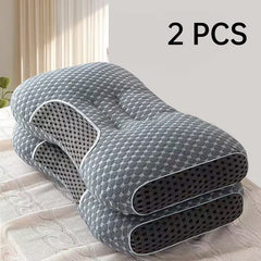 Pack of 2/1 Sleeping Pillows, Ergonomic Neck Support Pillow, Adjustable Contour Support Pillow for Deep Sleep, Breathable Skin-Friendly, Moisture-Wicking, All-Season-1000/2000g