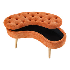 Modern Creative Curved Design Upholstered Storage Bench, Shoe Changing Bench At The Entrance, Living Room Sofa Bench, Bedside Bench in The Bedroom, Large-capacity Storage Long Bench with Natural Wood Legs, Suitable for Entrance, Living Room, and Bedroom,
