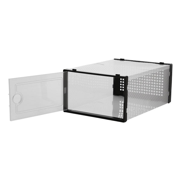 Pack of 12 Stackable Shoe Boxes Shoe Storage Organisers, Sturdy & Durable, Space Saving, Shoe Organizer Containers with Lids for Women/Men, Ideal for Entryway, Closet, Living Room, Bedroom, Office, Dorm, Fit Up To UK Size 9.5, 23x33x14cm