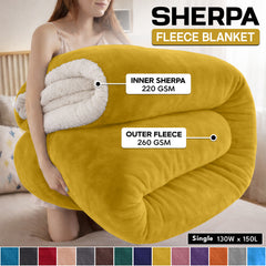 1pc Luxurious Double-Sided Sherpa Throw Blanket – Soft, Warm & Cozy Contemporary Blanket, Machine Washable, Perfect for Couch, Bed, Office & Travel, Ideal Gift