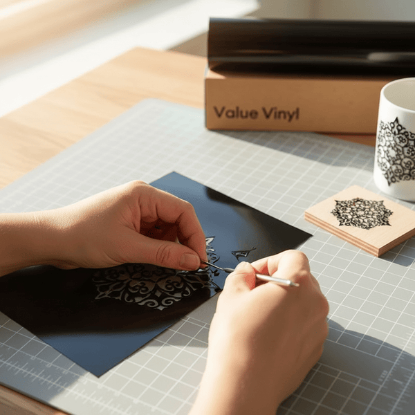 Permanent Self-Adhesive Vinyl Roll – Glossy & Matte Black, 10ft Waterproof Craft Vinyl for Mugs, Windows, Home Décor, and Professional Commercial Applications