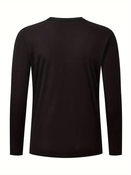 7pcs Men's Long Sleeve Crewneck Shirts in Black, Khaki, Gray, Navy, Burgundy, Army Green, and White - Quick-Dry Athletic Tops for Fitness, Casual Outdoor Wear, and Slimming Workout Apparel