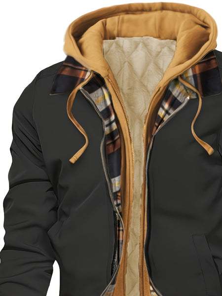 Pearson OBM Men'S Winter New Korean-Style Hooded Jacket, a Casual And Trendy Outerwear, Solid Color, Formal Style, with Zipper Details