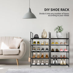Shoe Rack 10 Tiers Shoe Storage Organiser, Sturdy Space-saving Shelf Tall Shoe Racks, Up to 20-25 Pairs Narrow Shoes Rack Stand for Dress Bedroom, Bathroom, Hallway, Outdoor, 30D x 40W x 175H cm,Black