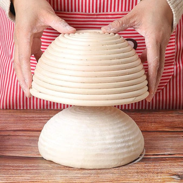 Proofing Basket Round 9.84 Inch, Natural Rattan Bread Proofing Basket with Cloth Liners, Proofing Bread Basket, Bread Making Accessories