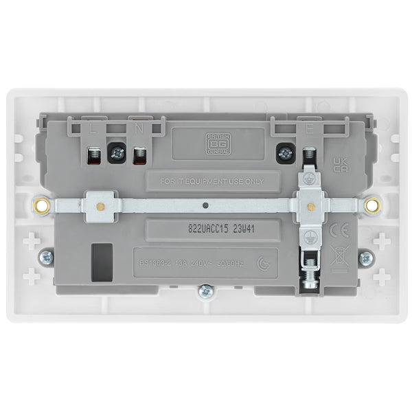 Masterplug Double 13A Switched Sockets with 15W USB a & 2X C Charger Ports, Pack of 2