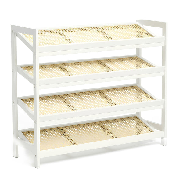 KEPLIN 2/3/4-Tier Bamboo and Rattan Shoe Rack Organizer – Durable, Easy Assembly – Compact Design for Entryway, Closet, or Hallway – Stylish and Functional Storage – Black and Natural