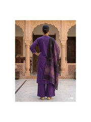 TeamWear* Womens Cotton Embroidered Neck and Dual Pockets Kurta Set with Palazzo and Contrast Dupatta