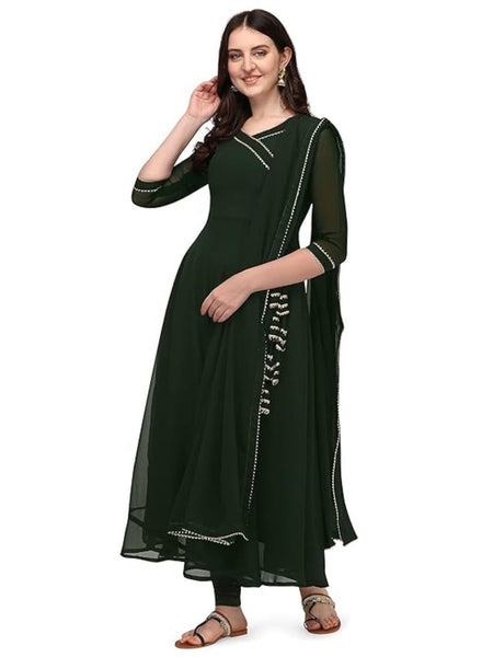 Estationeryhouse Women's Georgette Anarkali Kurta Kurti with Dupatta (Bottoms not Included)