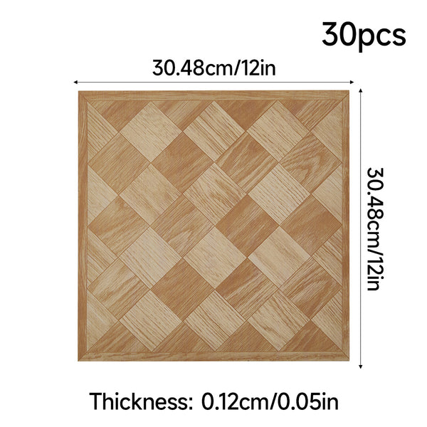 LIVINGANDHOME 30-Pack Self-Adhesive Vinyl Floor Planks Stickers, Wood Effect Flooring Tiles, 12