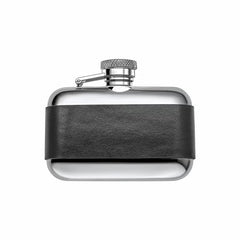 Fred Bennett Stainless Steel Black Leather 3Oz Hip Flask, Personalisation Available
