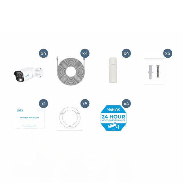 Reolink 12MP (4K+) UHD NVR Poe AI Bullet Add-On Cam 4Pk