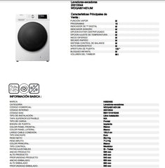 Hisense WDQA8014EVJM 60Cm Freestanding 8 KG Front Load Washer Dryer - 1400 RPM - Pure Steam - Purejet - Pause and Add - Inverter Motor - White