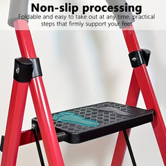 2/3/4/5-Step Ladder, Lightweight Folding Step Stool With Extra-Wide Anti-Slip Steps, 149.69 KG Capacity, Compact Space-Saving Design For Home, Kitchen.