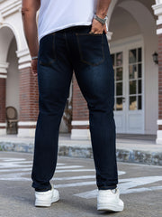 Trendy Slim-Fit Men'S Blue Denim Jeans with Stretch, Perfect for Casual Wear, Featuring a Modern Design for Young Adults