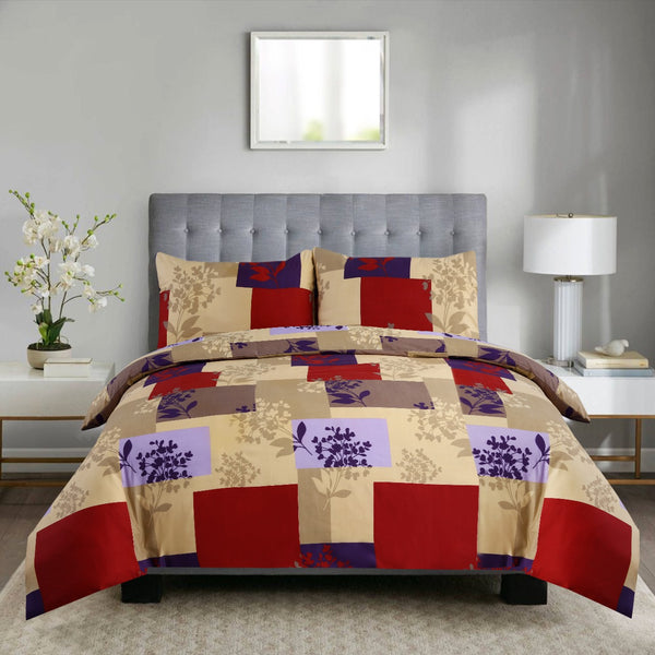 Modern Pastel Floral Printed Duvet Cover Set 4pcs – Soft Polyester Microfiber Bedding with Fitted Sheet & Matching Pillowcases, Hotel Quality All-Season Comforter Cover Set, Available in All Sizes