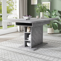 Extendable dining table, dining table with storage, rectangular dining table, coffee leisure table, modern simple iron dining table, space-saving multifunctional dining table, grey