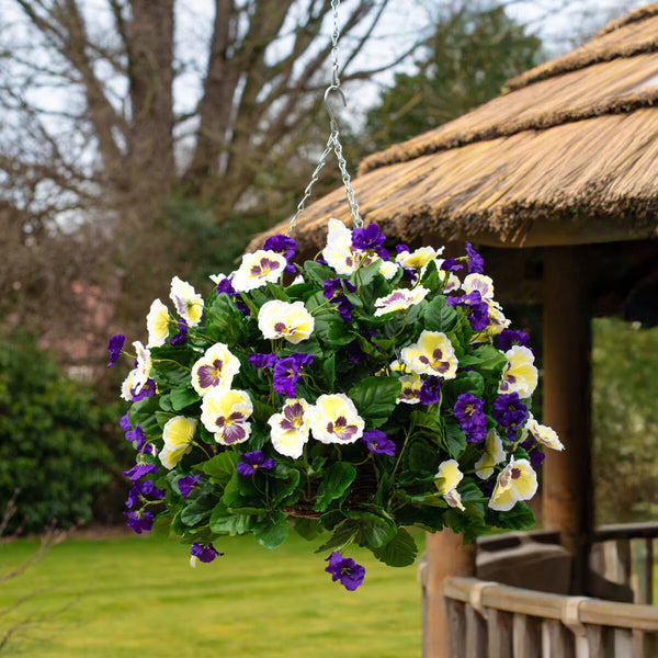 Artificial Flower Hanging Basket in 3 Colours