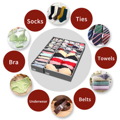 Vinsani Drawer Organiser Set of 4 Wardrobe Storage Dividers for Closet Undies Underwear Bra Socks Clothes Dresser Foldable Partitioned Cell Bedroom Storage Box