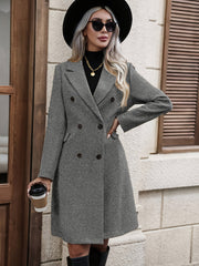 Women'S Solid Color Double-Breasted Trench Coat