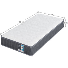 Costoffs Single/Double Bed Mattress Medium Firm Pocket Coil Spring Mattress, Vacuum Packed, Fabric Encased Coil, Bedroom Furniture, 90x190cm/130x190cm, Grey/White