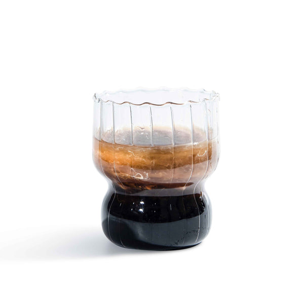 Set of 4 RippleWave Ribbed Glass Drinking Cups - Borosilicate Glassware for Hot & Cold Beverages - Dishwasher Safe - for Coffee, Juice, Cocktails & Desserts