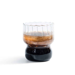 Set of 4 RippleWave Ribbed Glass Drinking Cups - Borosilicate Glassware for Hot & Cold Beverages - Dishwasher Safe - for Coffee, Juice, Cocktails & Desserts
