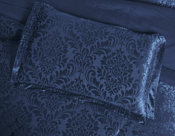 3 Piece Velvet Quilted Bedspread Set Jacquard Damask Bed Cover with Pillow Shams | Luxury Soft Polyester Bedspread for Double King Super King Beds | Modern Elegant Bedroom Bedding Set